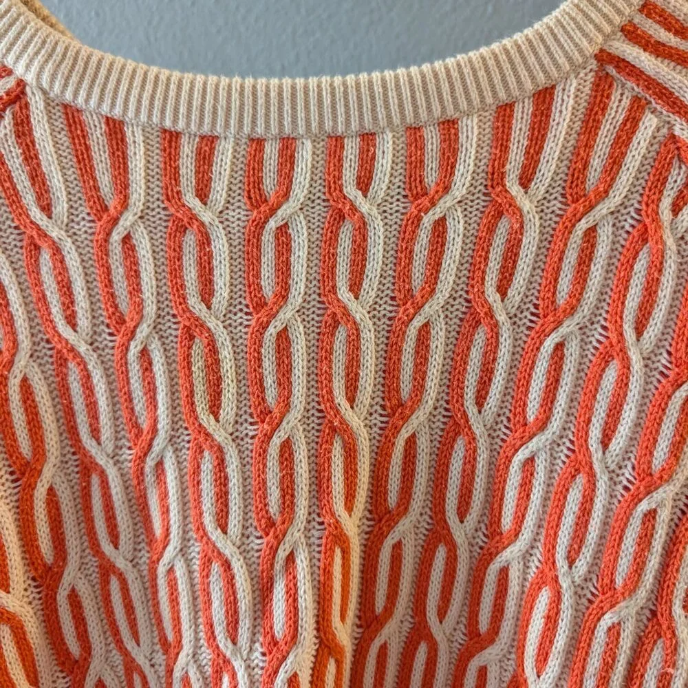 Willow and Clay Orange and Cream Knit Sweater Sz M - Picture 2 of 8